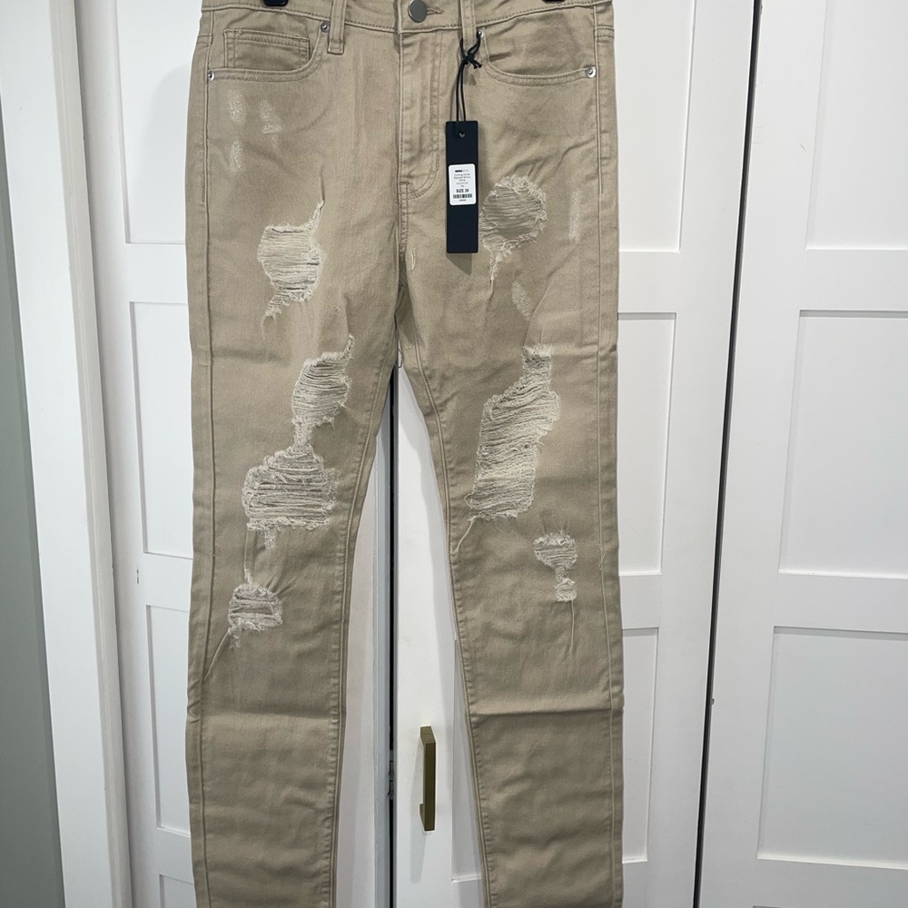 Fashion Nova Tan Distressed Men Jeans